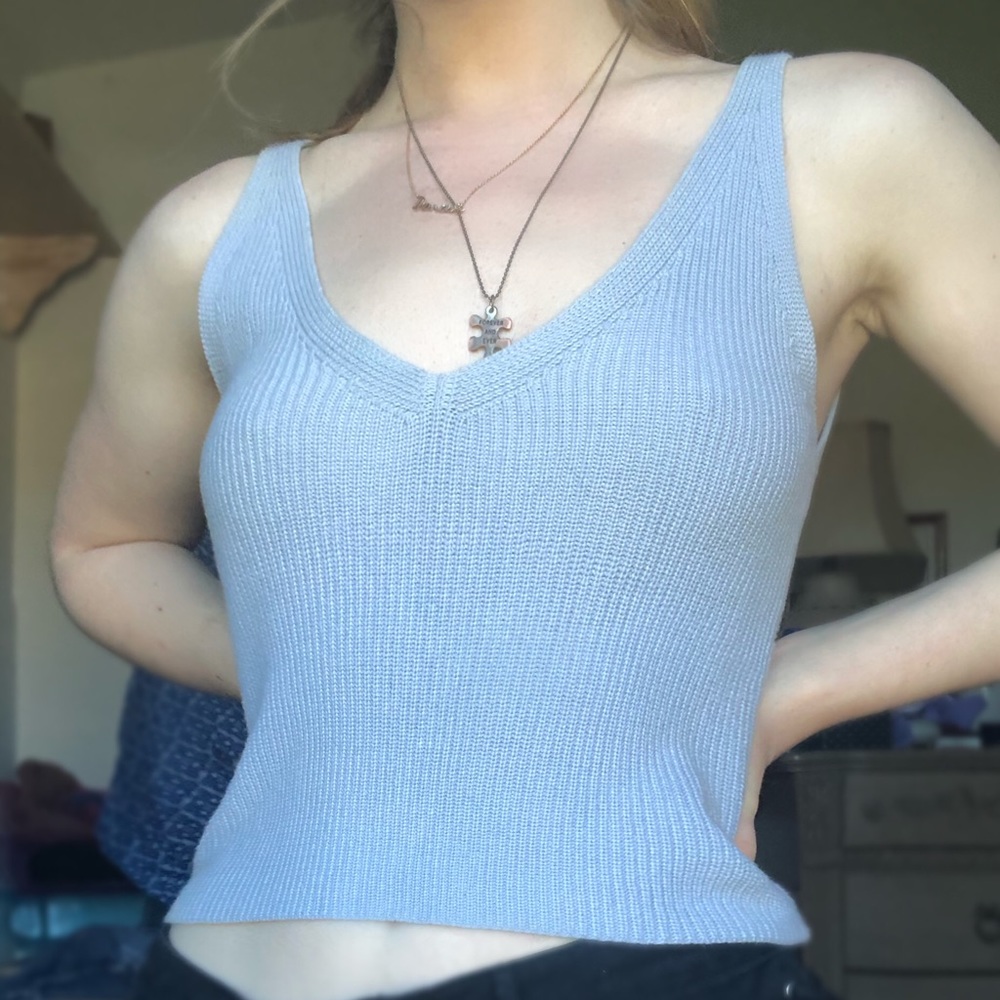 Brandy Melville Blue Danielle Knit Tank Top
